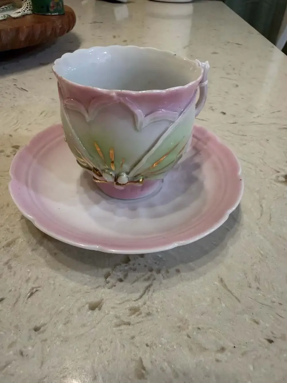 Vintage Miniature Porcelain Teapot Floral With Purple And Gold Trim Made In Japa